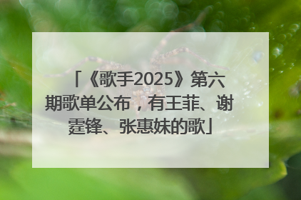 《歌手2025》第六期歌单公布，有王菲、谢霆锋、张惠妹的歌