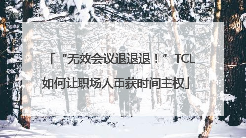 “无效会议退退退！”TCL如何让职场人重获时间主权