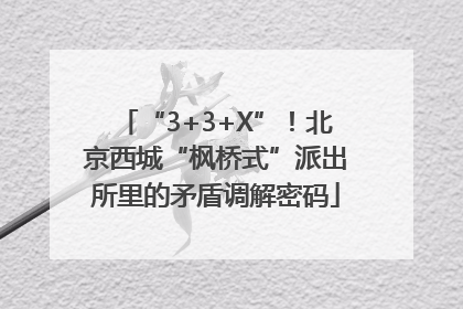 “3+3+X”！北京西城“枫桥式”派出所里的矛盾调解密码