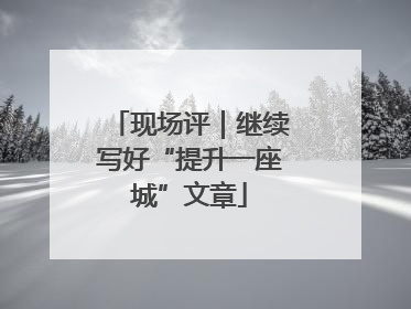 现场评｜继续写好“提升一座城”文章