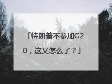 特朗普不参加G20，这又怎么了？