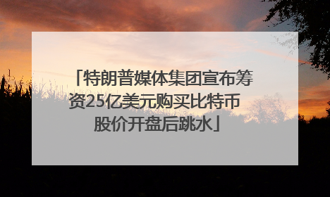 特朗普媒体集团宣布筹资25亿美元购买比特币 股价开盘后跳水