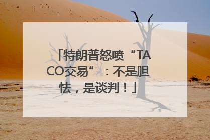 特朗普怒喷“TACO交易”：不是胆怯，是谈判！