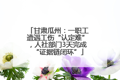 甘肃瓜州：一职工遭遇工伤“认定难”，人社部门3天完成“证据链闭环”