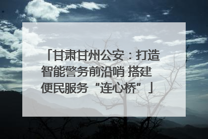 甘肃甘州公安：打造智能警务前沿哨 搭建便民服务“连心桥”