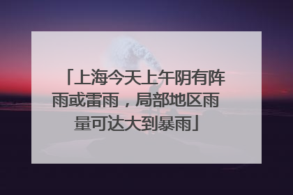 上海今天上午阴有阵雨或雷雨，局部地区雨量可达大到暴雨