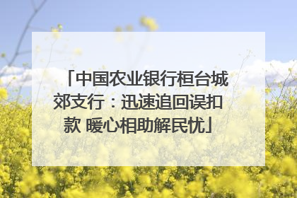 中国农业银行桓台城郊支行：迅速追回误扣款 暖心相助解民忧