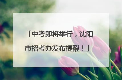 中考即将举行，沈阳市招考办发布提醒！