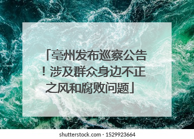 亳州发布巡察公告！涉及群众身边不正之风和腐败问题