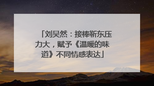 刘昊然：接棒靳东压力大，赋予《温暖的味道》不同情感表达