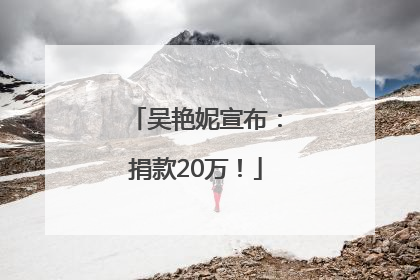 吴艳妮宣布：捐款20万！
