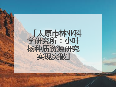 太原市林业科学研究所：小叶杨种质资源研究实现突破