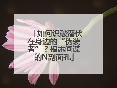 如何识破潜伏在身边的“伪装者”？揭露间谍的N副面孔