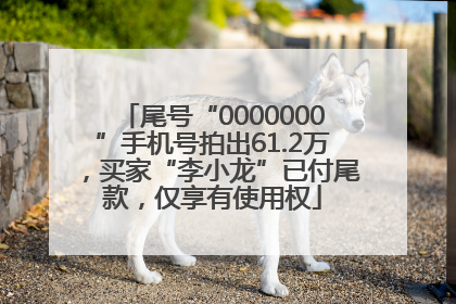 尾号“0000000”手机号拍出61.2万，买家“李小龙”已付尾款，仅享有使用权