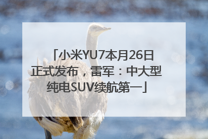 小米YU7本月26日正式发布，雷军：中大型纯电SUV续航第一
