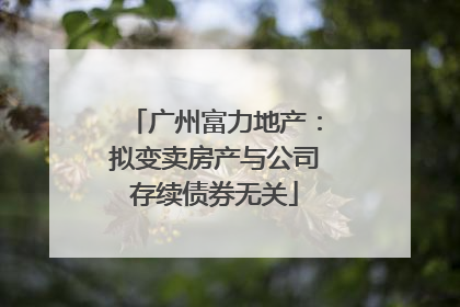 广州富力地产:拟变卖房产与公司存续债券无关