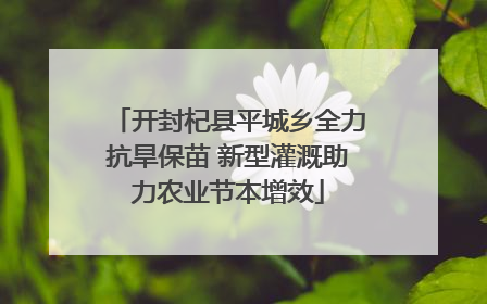 开封杞县平城乡全力抗旱保苗 新型灌溉助力农业节本增效