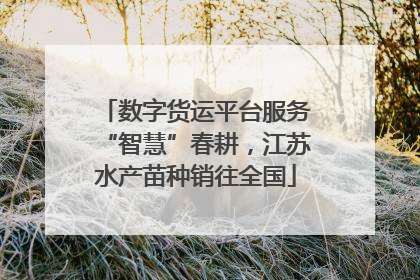 数字货运平台服务“智慧”春耕，江苏水产苗种销往全国