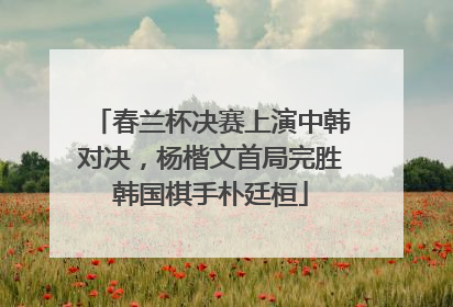 春兰杯决赛上演中韩对决，杨楷文首局完胜韩国棋手朴廷桓