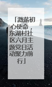 激荡初心使命，东湖村社区六月主题党日活动聚力前行
