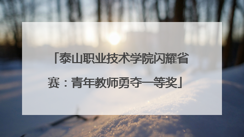 泰山职业技术学院闪耀省赛：青年教师勇夺一等奖