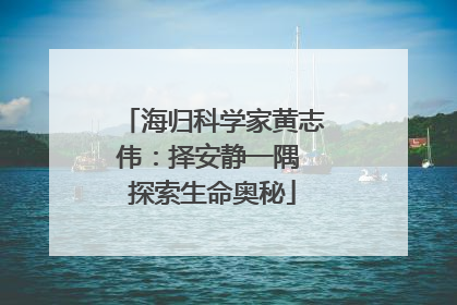 海归科学家黄志伟：择安静一隅 探索生命奥秘