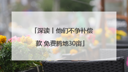 深读丨他们不争补偿款 免费腾地30亩