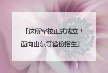 这所军校正式成立！面向山东等省份招生