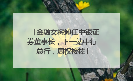 金融女将卸任中银证券董事长，下一站中行总行，周权接棒