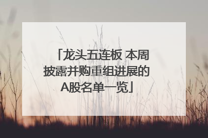 龙头五连板 本周披露并购重组进展的A股名单一览