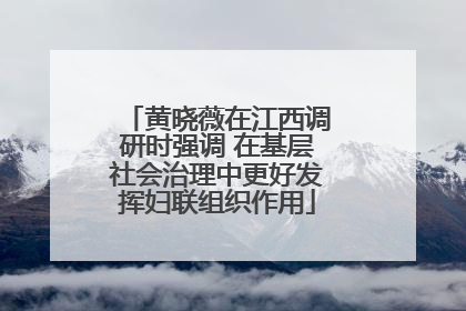 黄晓薇在江西调研时强调 在基层社会治理中更好发挥妇联组织作用