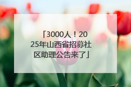 3000人！2025年山西省招募社区助理公告来了