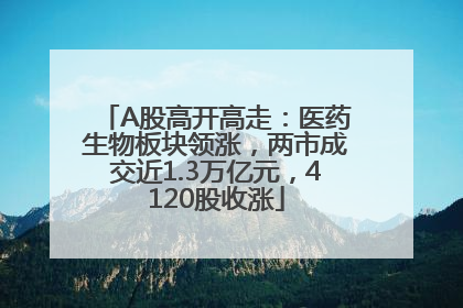A股高开高走：医药生物板块领涨，两市成交近1.3万亿元，4120股收涨